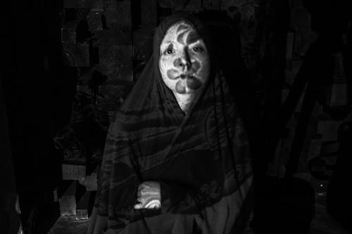 Monochrome Photo of Woman in Hijab 