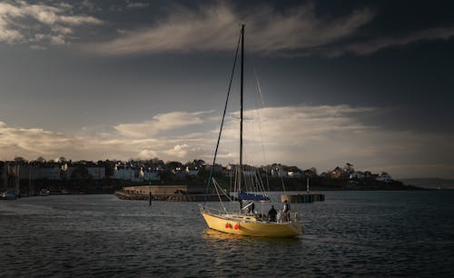 Sailing Sailboat on a Seawater 