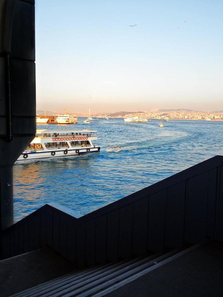 Ferry Cruising On A River 