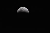 Grayscale Photo of Moon in Dark Room