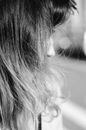 Grayscale Photo of Womans Hair