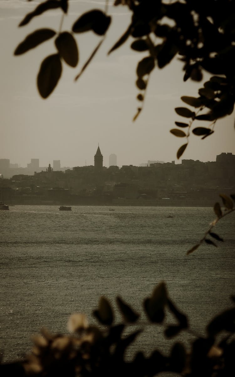 Silhouette Of City Across River 