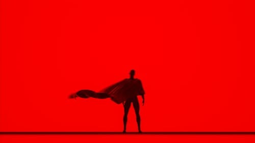 Silhouette of Person with Red Background