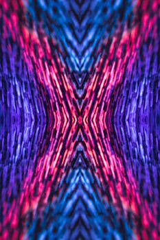Dynamic neon abstract pattern with vibrant blue and pink hues, creating a kaleidoscopic effect.