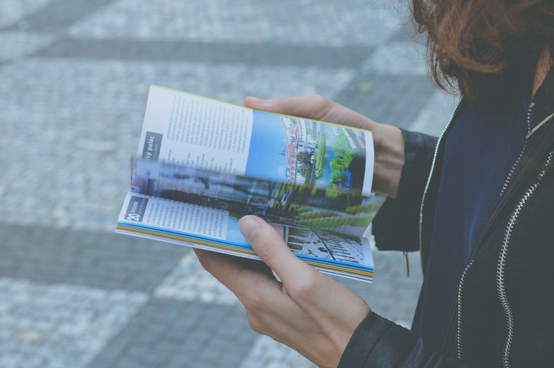 Professional brochures displayed after printing