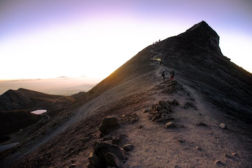 People Walking on Brown Mountain