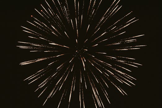 Vibrant fireworks burst across the night sky, capturing a dazzling celebratory moment.