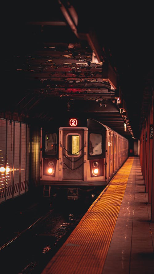Subway Train Standing at a Platform