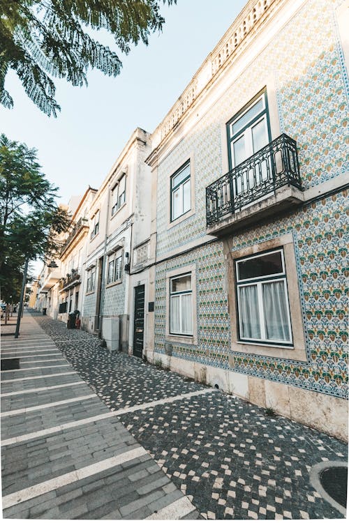 Green Tiled Buildings in Belem Lisbon Portugal