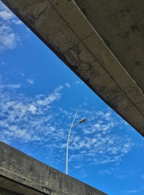 Foto stok gratis bidikan sudut sempit, lampu jalan, langit biru