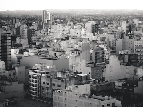 A Grayscale of Buildings in a City