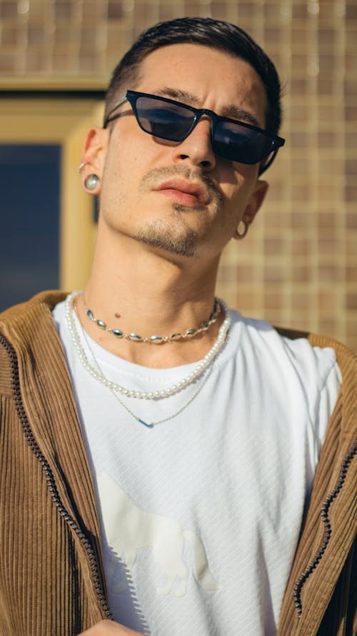 Close-up Photo of a Stylish Man in Black Sunglasses