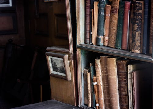 Books On Wooden Shelf