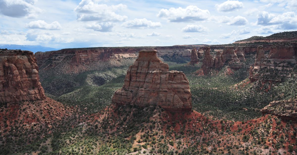 Breathtaking landscape of rocky formations at Colorado National Monument in Grand Junction, USA.