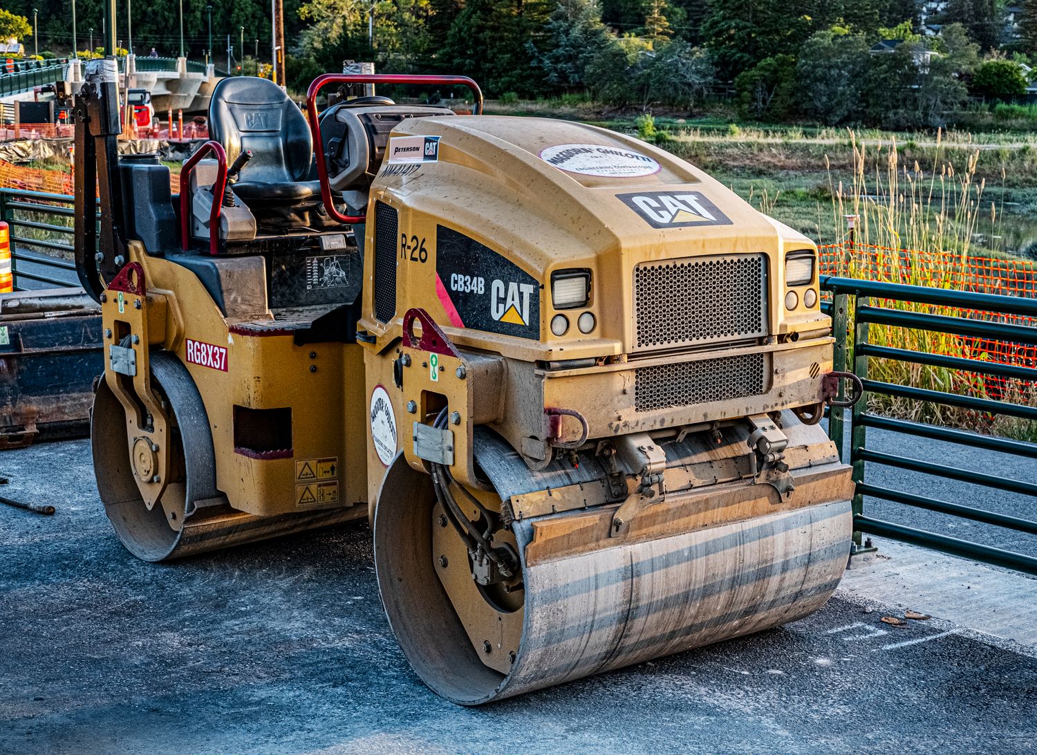 Heavy road construction machinery in action