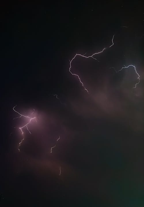Lightning Strike on Night Sky