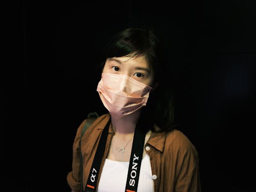 Woman in Brown Shirt Wearing Face Mask