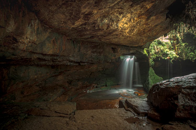 A Waterfall Inside The Cave