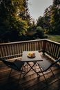 Black Metal Table and Chairs on Porch