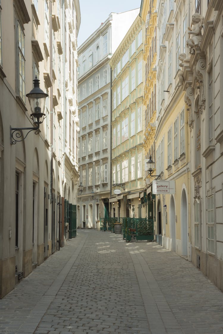 Narrow City Street In Vienna, Austria