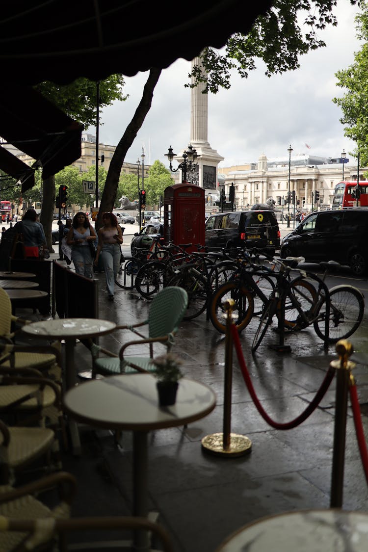 Cafe Tables Outdoors On Street