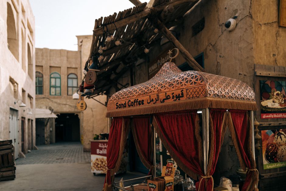 Experience a traditional sand coffee stall in Dubai's old town market, showcasing rich cultural heritage. in Swakopmund