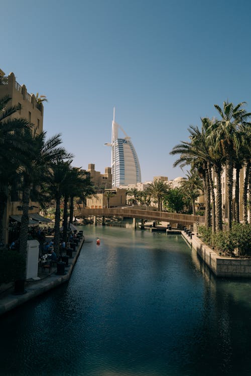 Free The Canal Near the Burj Al Arab in Dubai Stock Photo
