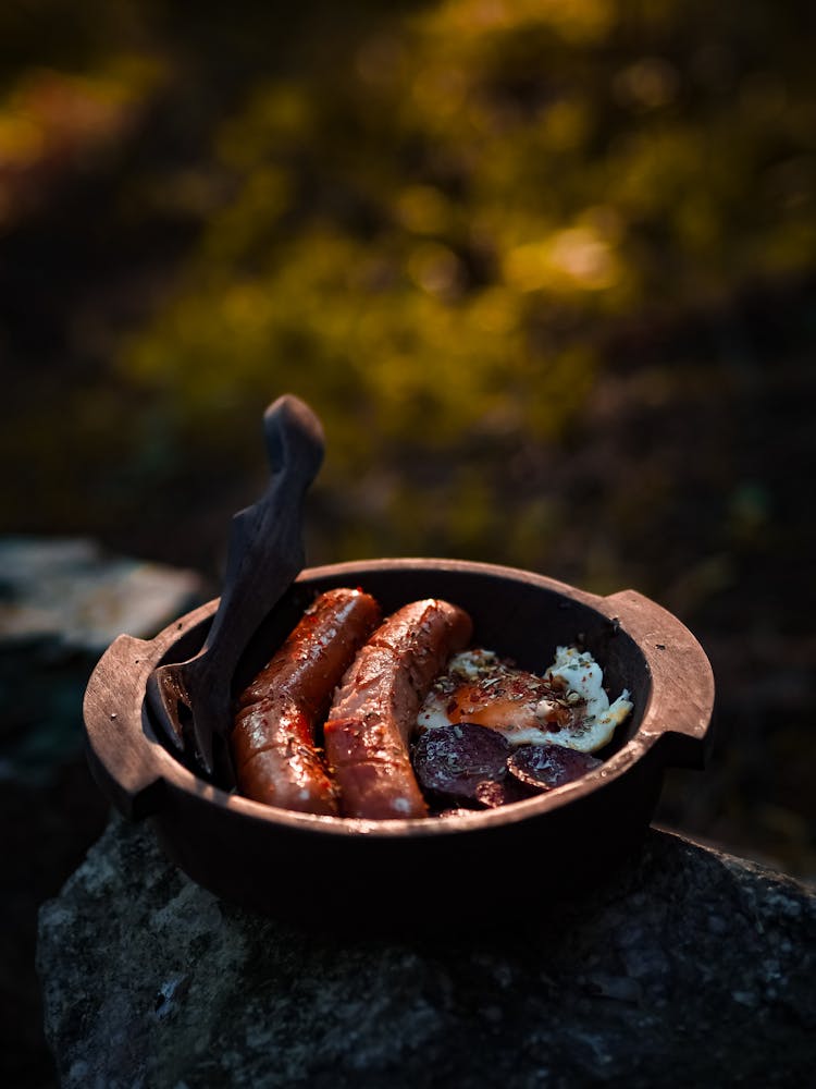 Eggs And Sausages In A Bowl