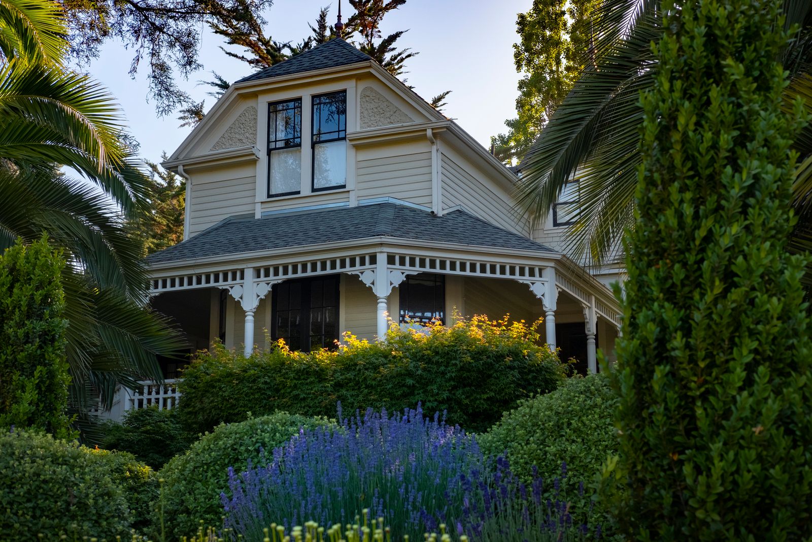 Residential house exterior with a garden