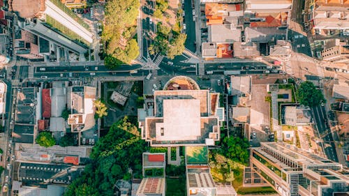 Free Aerial View of City Buildings Stock Photo