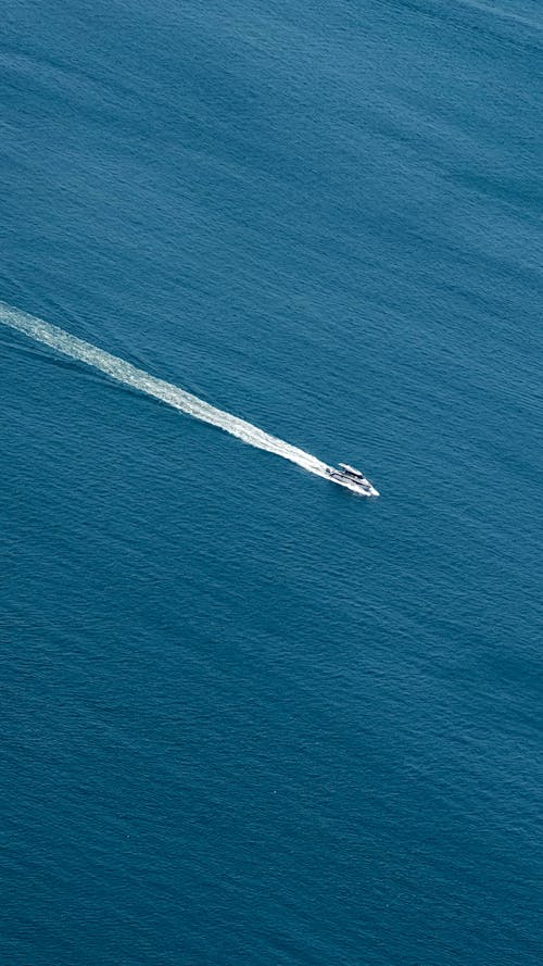 Birds Eye View of a Boat at Sea