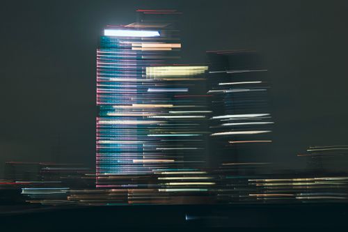 Free Vibrant motion blur of skyscrapers in Ciudad de México, highlighting modern city life and architecture. Stock Photo