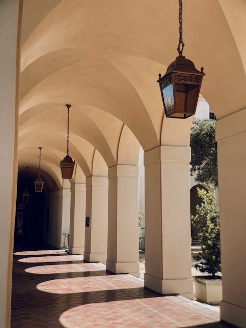 Free Arch and Columns Hallway  Stock Photo