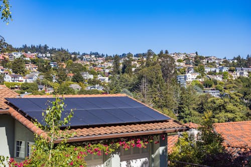 A House with Solar Panel on the Roof