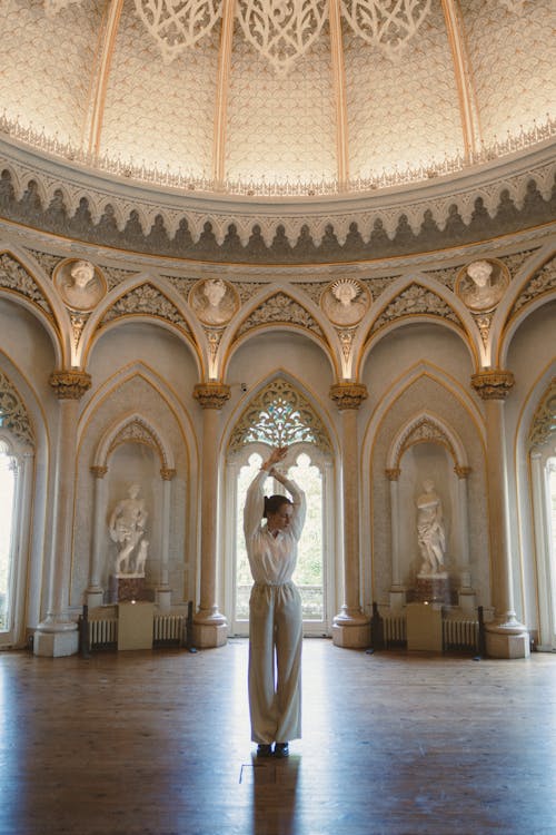 Free A Woman in Posing in a Room at the Monserrate Palace Stock Photo