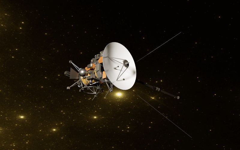 Ilustracija svemirske sonde u blizini asteroida u dubokom svemiru