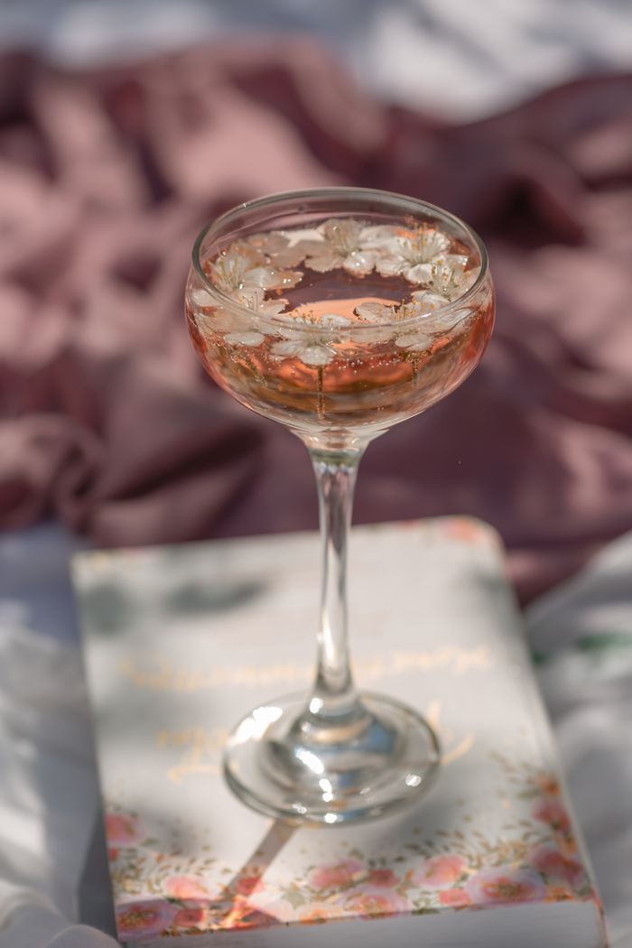 Floral cocktail coupe, photo by Olga Petrova on Pexels