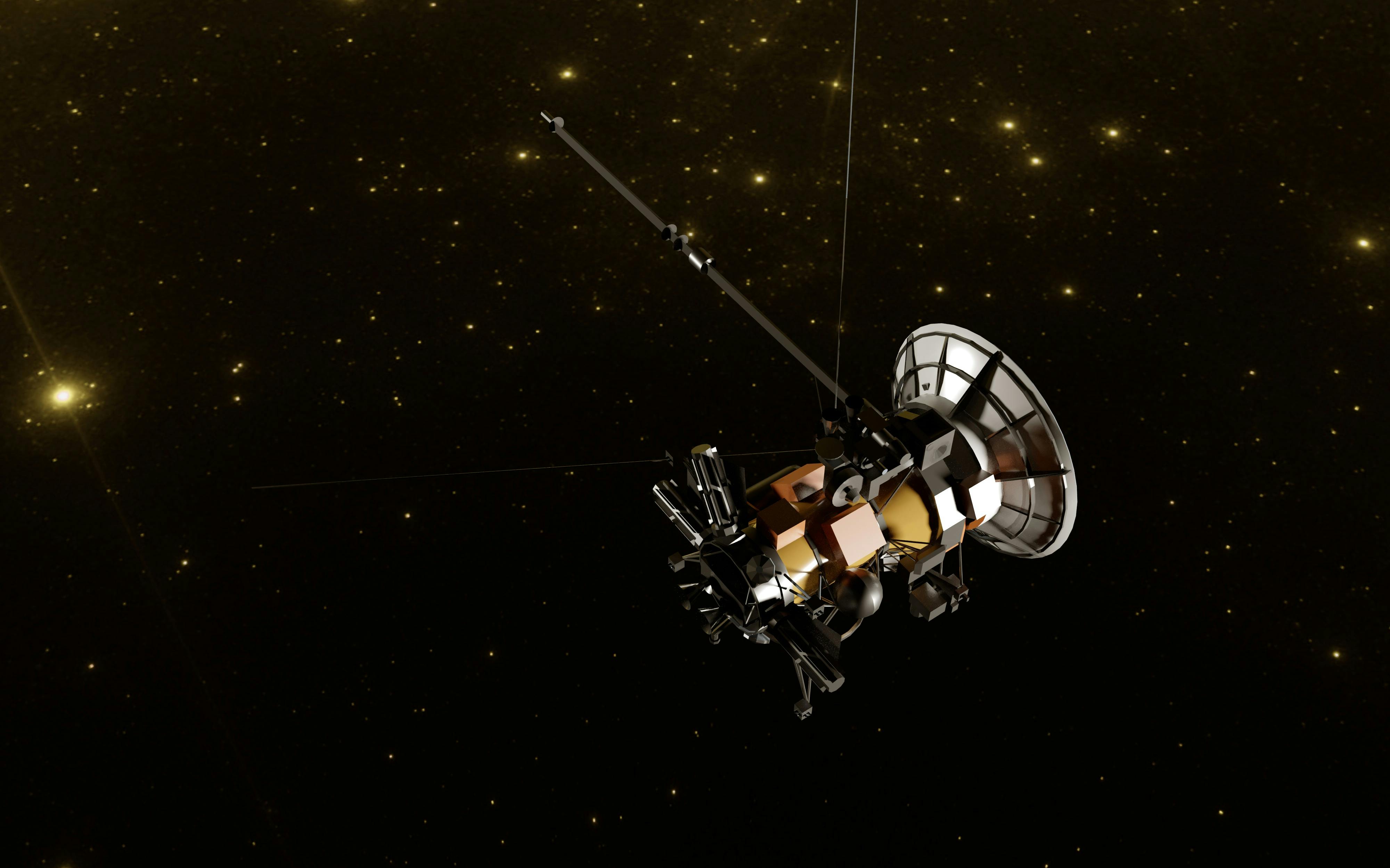 Cassini space probe journeying through the vast starry space.