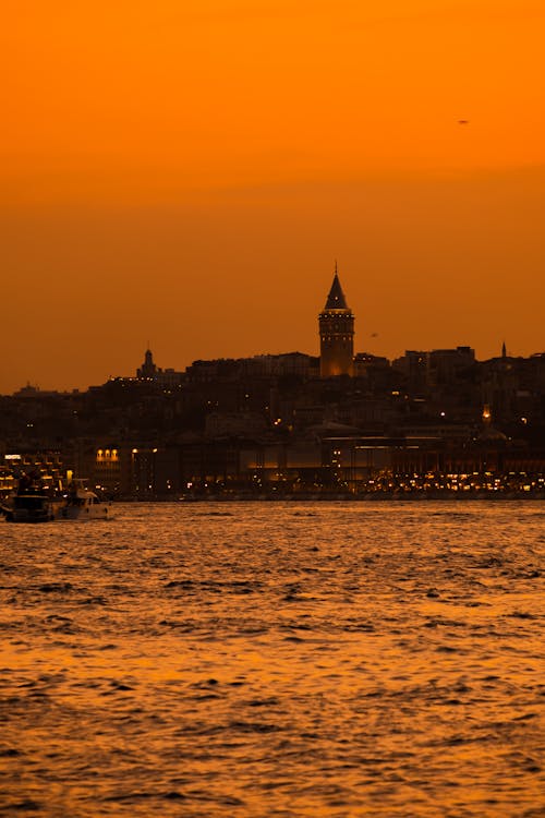 Silhouette of Galata Tower During Sunset