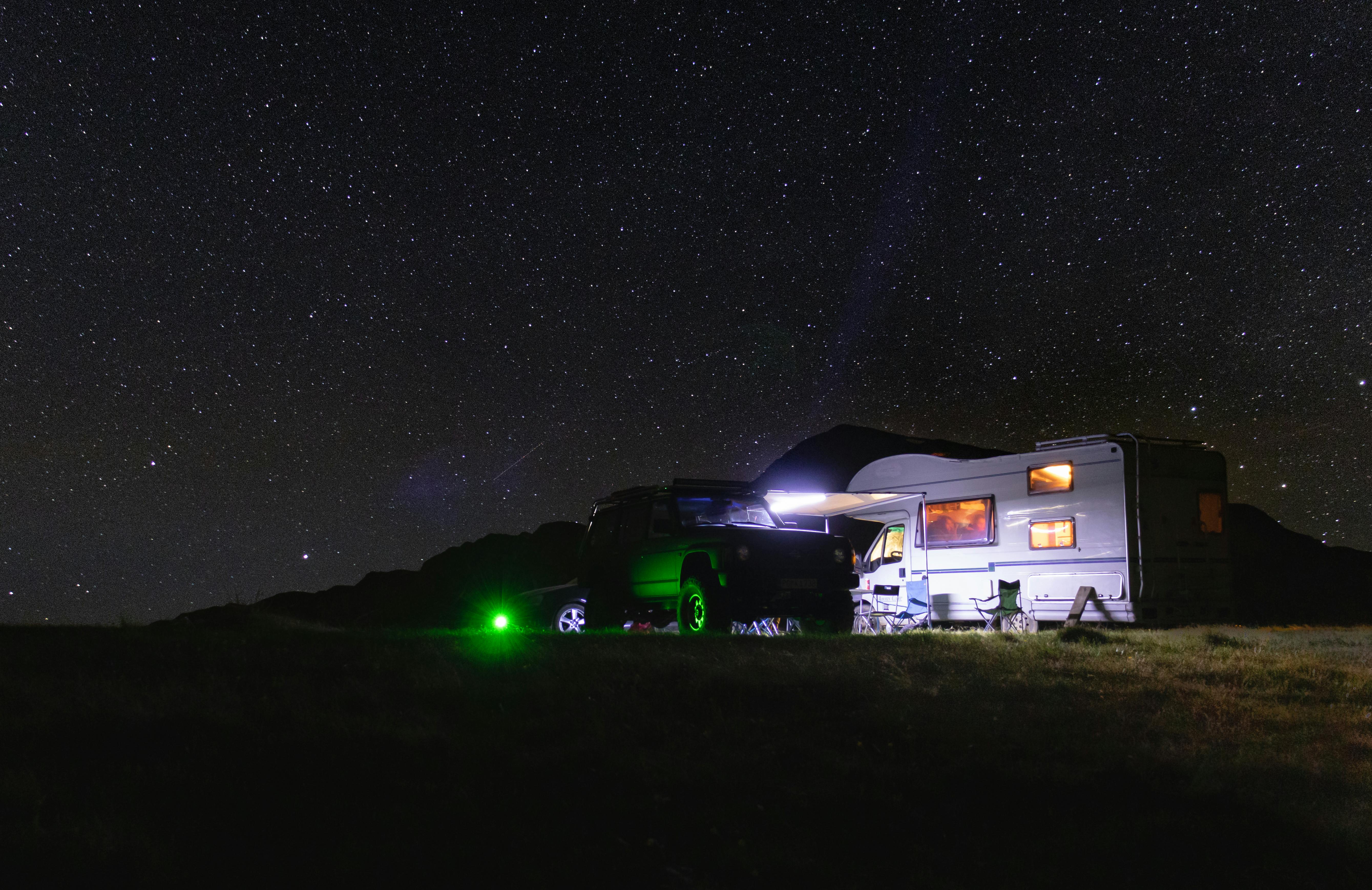 rv camping at night