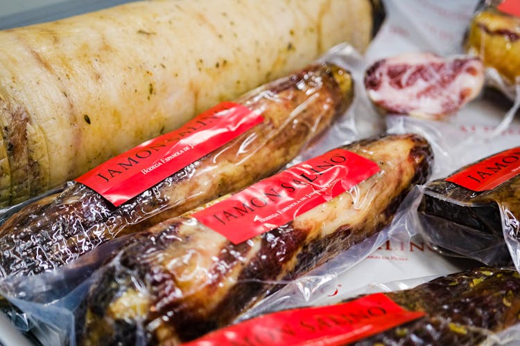 Close Up Of Meat Wrapped In Plastic