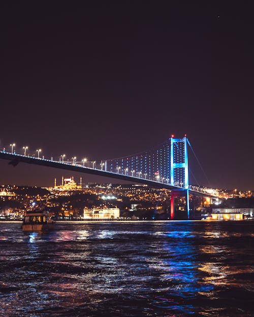 Bosphorus Bridge Illuminated at Night