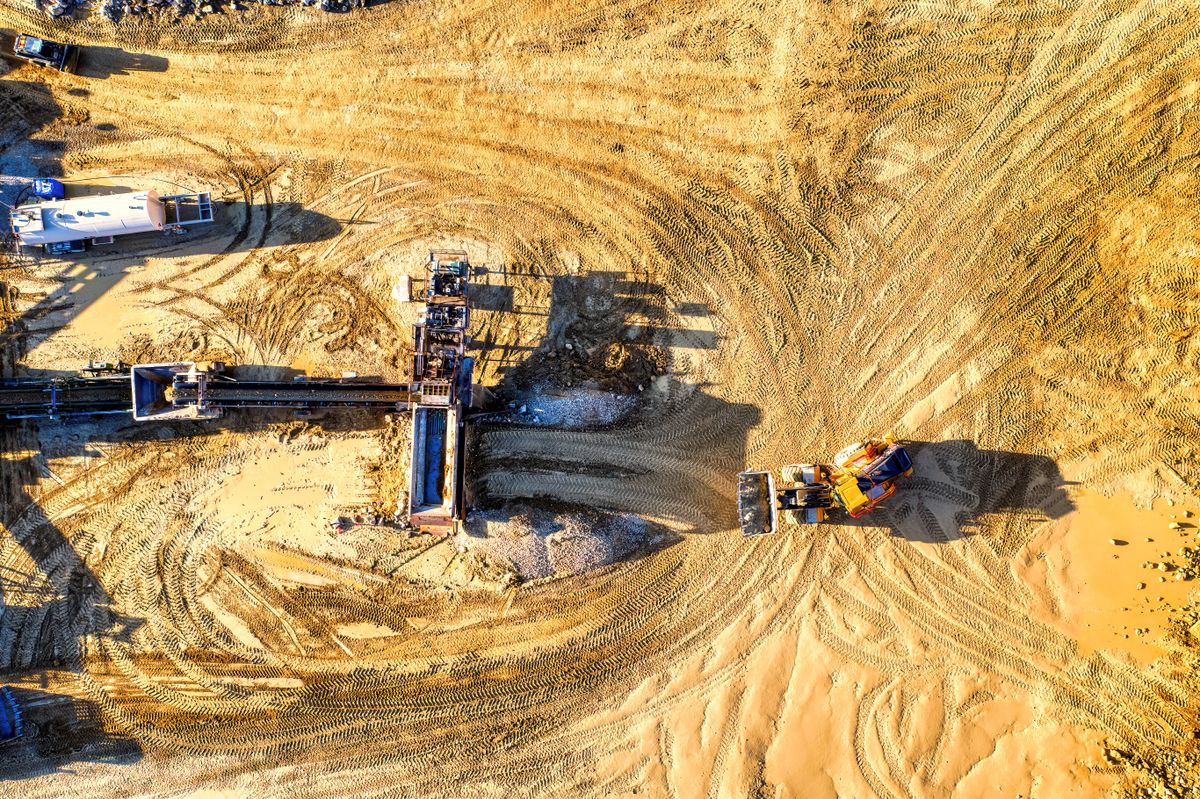 Drone operation over industrial terrain