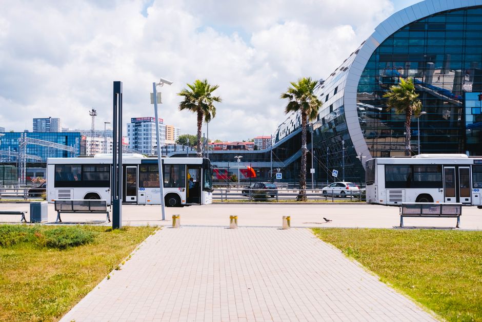 Intercity buses at the South and North Albania Interurban Bus Terminal in Tirana