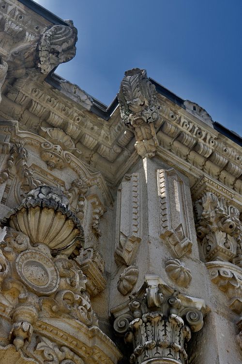 Free Detailed view of an ornate, historic building facade in Istanbul, showcasing intricate architectural carvings. Stock Photo