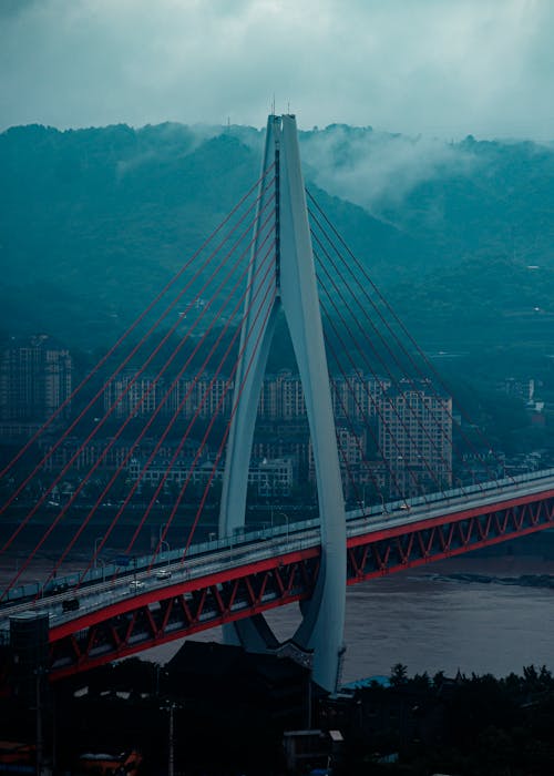 Free An Aerial Photography of a Bridge in the City Stock Photo