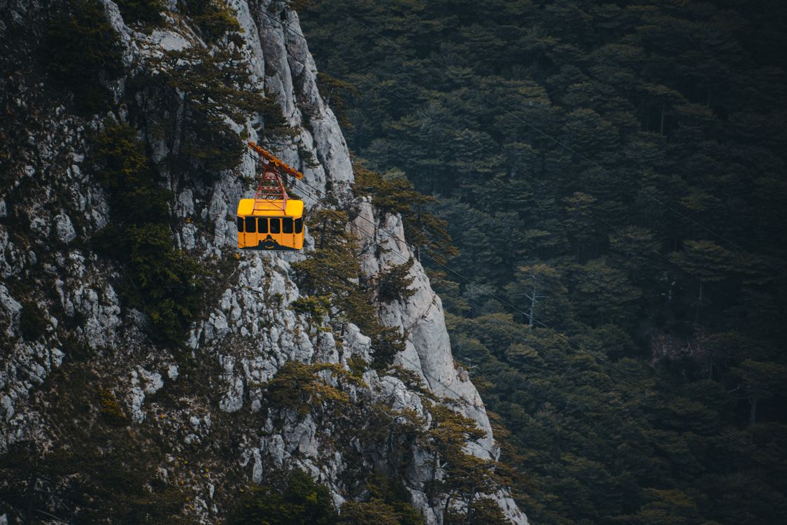 Cable Cars Between Rocks Cable Car on Mountain · Free Stock Photo