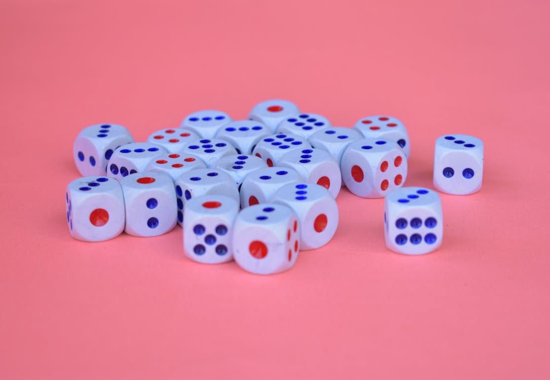 Blue, Red And White Dice 