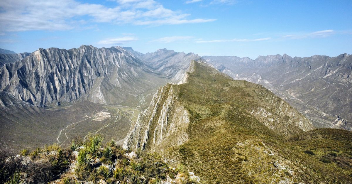 Stunning mountainous landscape in Monterrey, Mexico under a clear blue sky.