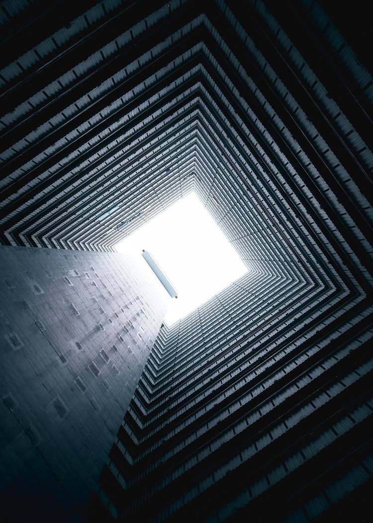 Low Angle Shot Of A Building Courtyard